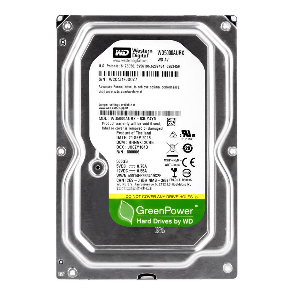 Harddisk 500GB WD WD5000AURX SATA3 5400RPM 64MB 7-24 DİSK (İTH)
